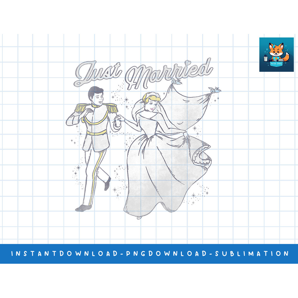 Disney Cinderella Prince & Princess Just Married V-2 png, sublimate, digital print.jpg