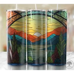 sunset stained glass 20oz sublimation tumbler designs