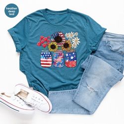 independence day shirt, america sunflower graphic tees, 4th of july flag tshirts, veterans day gifts, gift for american,