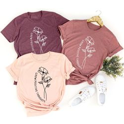 inspirational flower shirt, grow positive thoughts womens shirt, flower graphic tees for women, positive motivational gi