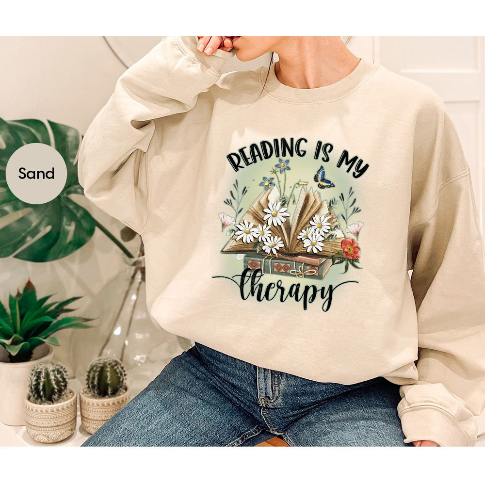 Inspirational Reading Shirt, Floral Books Tshirt, Reading Is My Therapy, Librarian Tshirts, Bookworm Gifts, Reading Is Magic Tshirt - 7.jpg