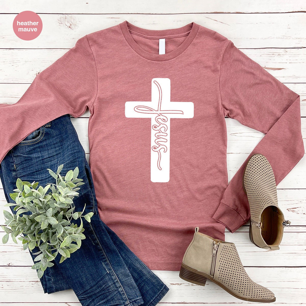 Jesus Sweatshirt, Christian, Sign Cross Hoodie, Blessed Shirt, Religious Long Sleeve, Christ Jesus Tee, Jesus Love Shirt, Gift For Christian - 4.jpg