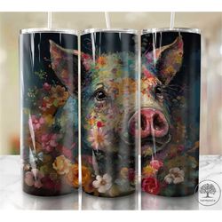 watercolor cute pig 20oz sublimation tumbler designs