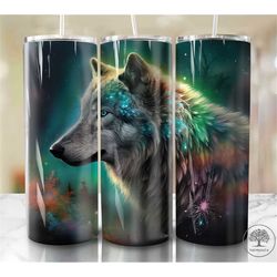 wolf  20oz sublimation tumbler designs, colorful