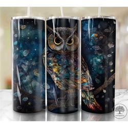 owl  20oz sublimation tumbler designs, watercolor