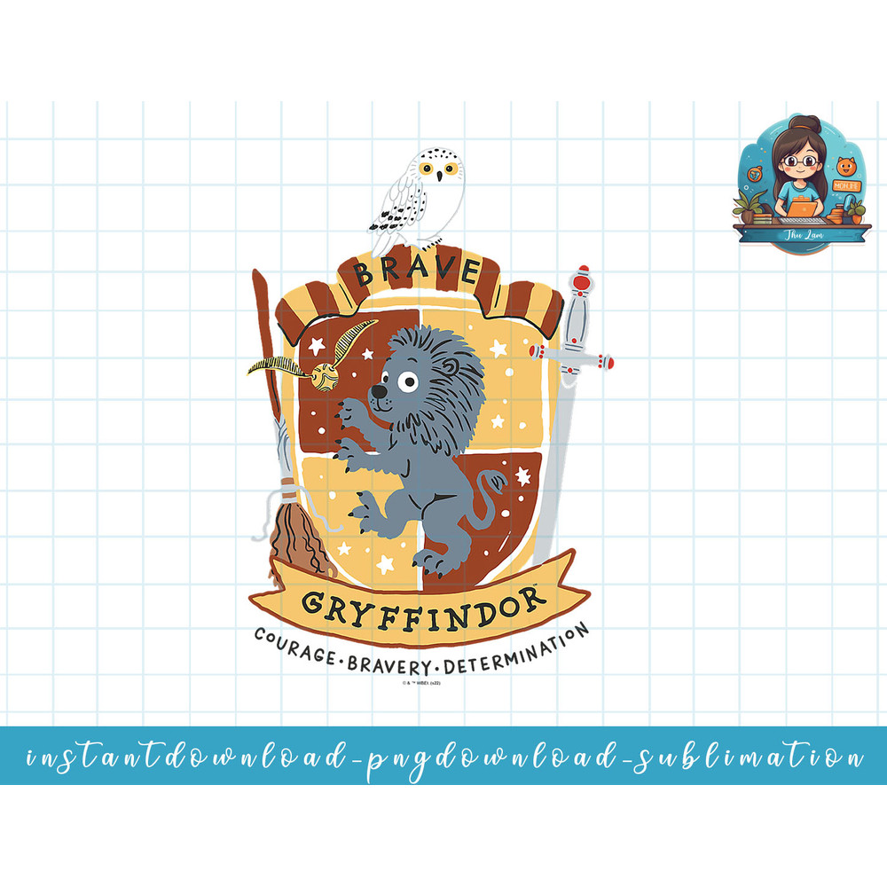 Harry Potter Deathly Hallows 2 Brave Gryffindor Badge png, sublimate, digital download.jpg