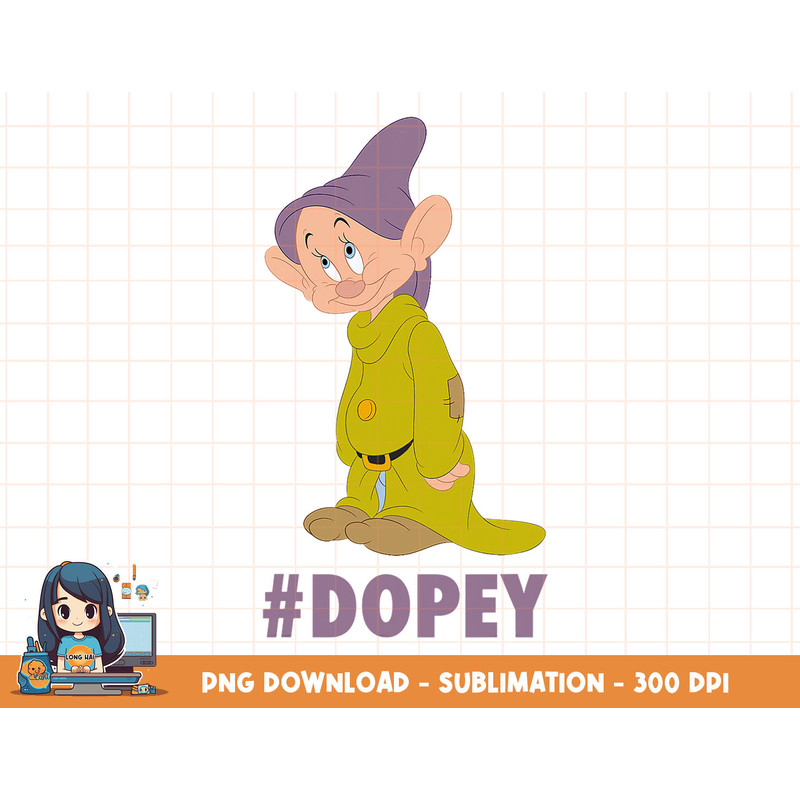 Disney Snow White Dopey Hashtag Portrait png, sublimation, digital print.jpg