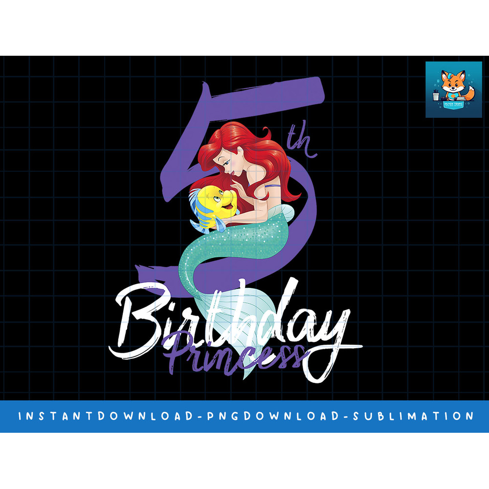 Disney Little Mermaid Ariel 5th Birthday Princess png, sublimate, digital print.jpg