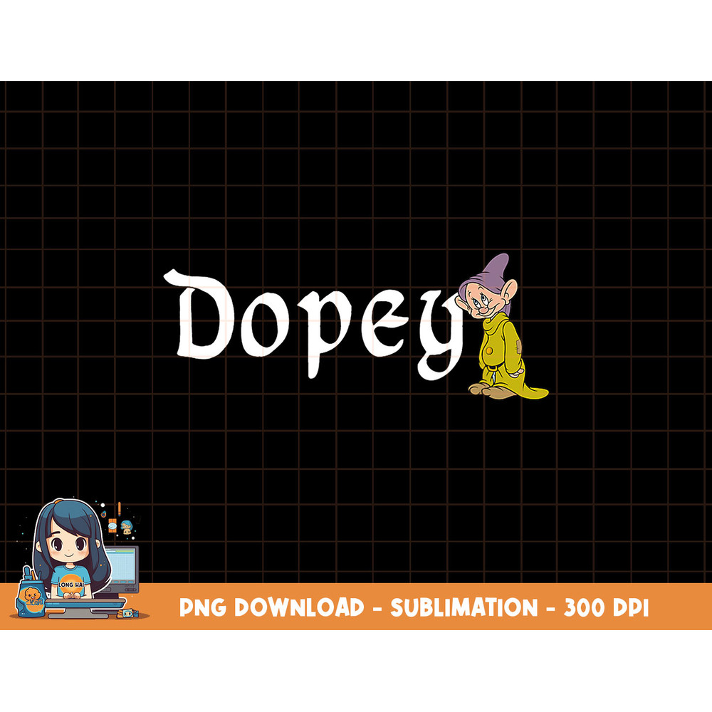 Disney Snow White Dopey Leaning On Name Banner png, sublimation, digital print.jpg