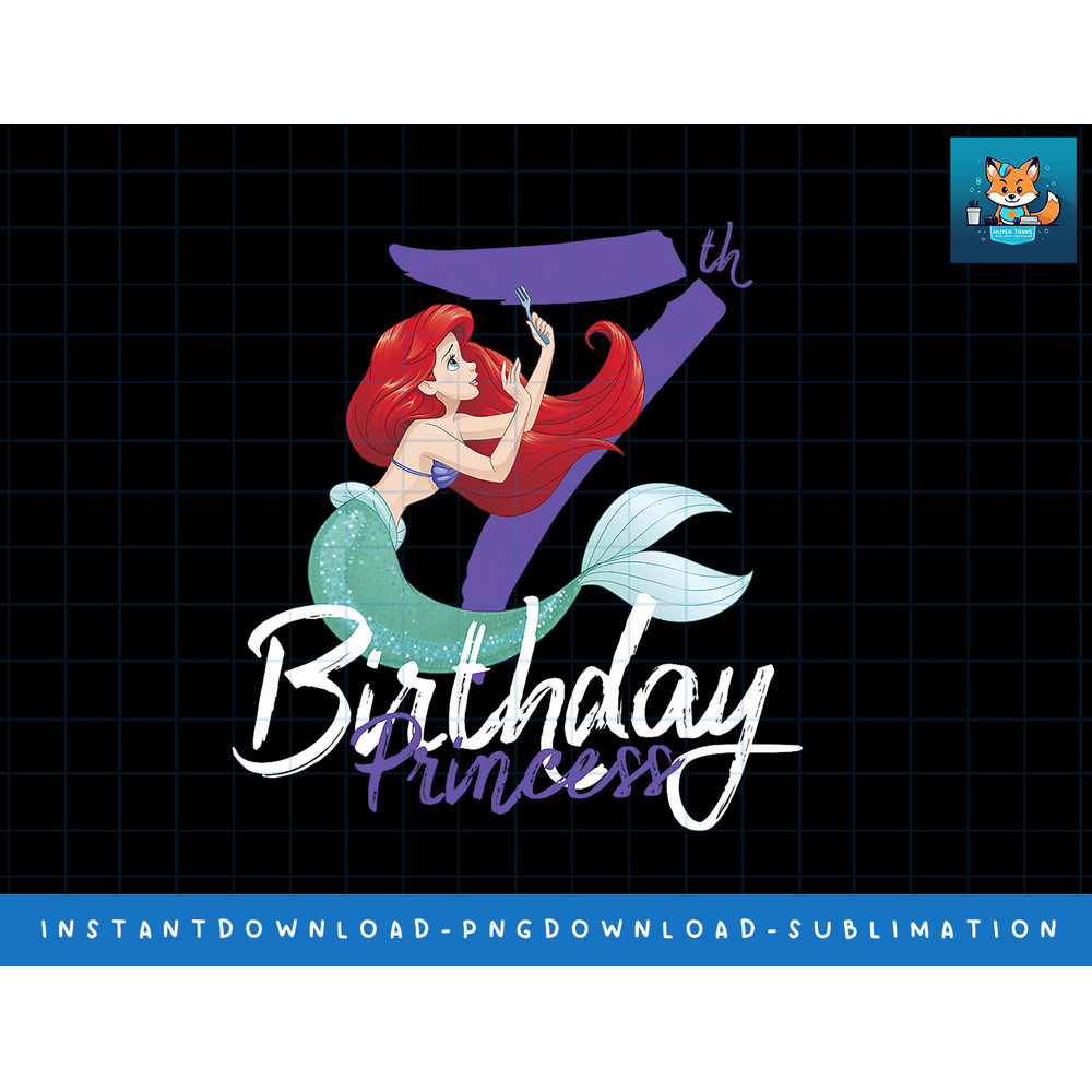Disney Little Mermaid Ariel 7th Birthday Princess png, sublimate, digital print.jpg