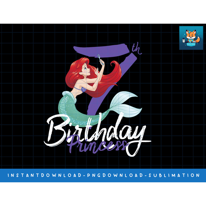 Disney Little Mermaid Ariel 7th Birthday Princess png, sublimate, digital print.jpg