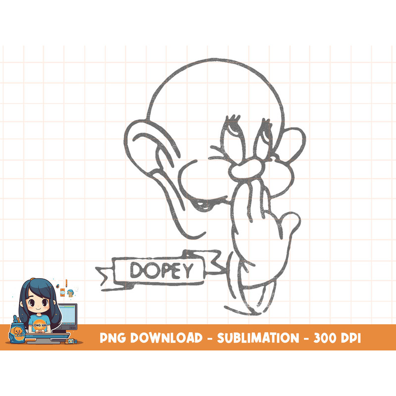 Disney Snow White Dopey Line Art Big Face png, sublimation, digital print.jpg