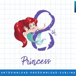 disney little mermaid ariel 8th birthday princess png, sublimate, digital print