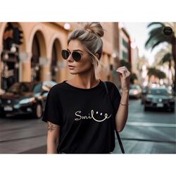 smile shirt, positive vibes sweatshirt, positivity quote t-shirt, smile hoodie, graphic tee for woman, t-shirts with ins