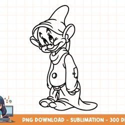 disney snow white dopey standing simple black outline png, sublimation, digital print