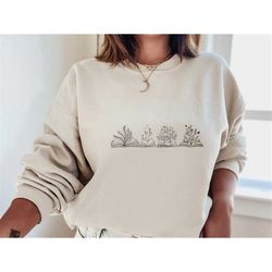 minimalist books and flower sweatshirt, wildflowers reading t-shirt, unisex floral sweater, bookish sweatshirt,  librari