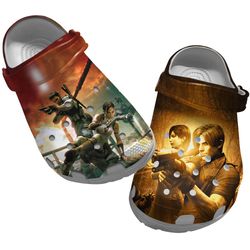 resident evil crocs, resident evil clog shoes unisex, game crocs, game sandals, resident evil sandals, game clog shoes