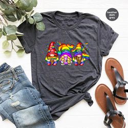 lgbtq gifts, cute gnome graphic tees, bisexual shirt, lgbt t-shirt, pride clothing, gay outfit, trendy pride month t shi