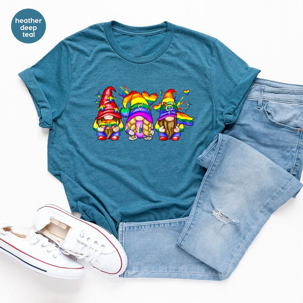 LGBTQ Gifts, Cute Gnome Graphic Tees, Bisexual Shirt, LGBT T-Shirt, Pride Clothing, Gay Outfit, Trendy Pride Month T Shirt, Gift for Lesbian - 2.jpg
