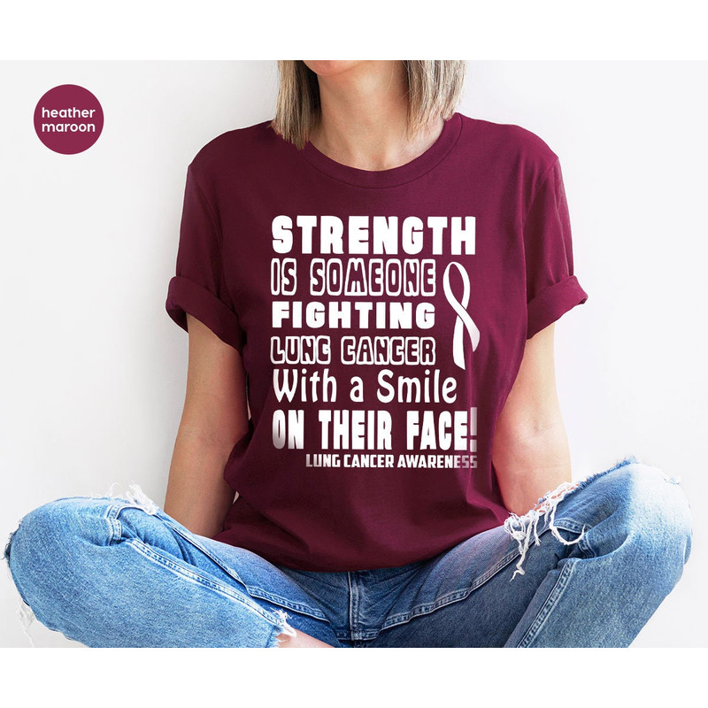Lung Cancer Awareness T-Shirt, Cancer Warrior Shirt, Lung Cancer Survivor Shirt, Cancer Gifts, Cancer Ribbon Tee, Cancer Support Shirt - 3.jpg