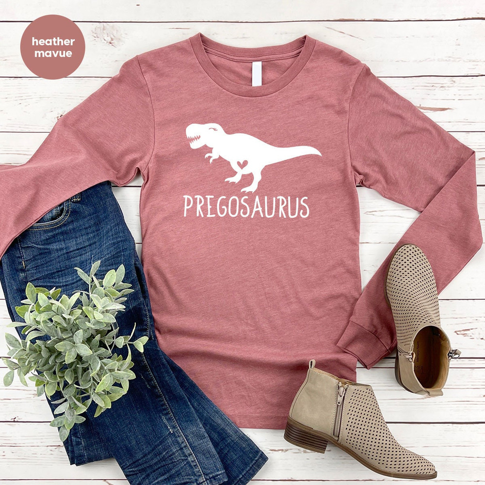 Mama Dinosaur Long Sleeve, Pregnancy Dinosaur Hoodies, Baby Announcement Sweatshirts, Pregosaurus Hoodie, Cute Mother Gifts, Maternity Gifts - 6.jpg