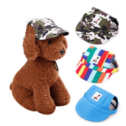 Pet Dog Hat Lovely Small Dog Cat Baseball Cap Canvas Visor Sun Protective Hat For Summer With Ear Holes kitte Puppy Pet