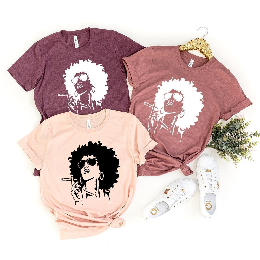 Marijuana Shirt, Weed Shirt, Afro Girl Shirt, Weed Tee, Afro Girl Smoking Shirt, Black Women Weed shirt, 420-Weed Shirt - 1.jpg