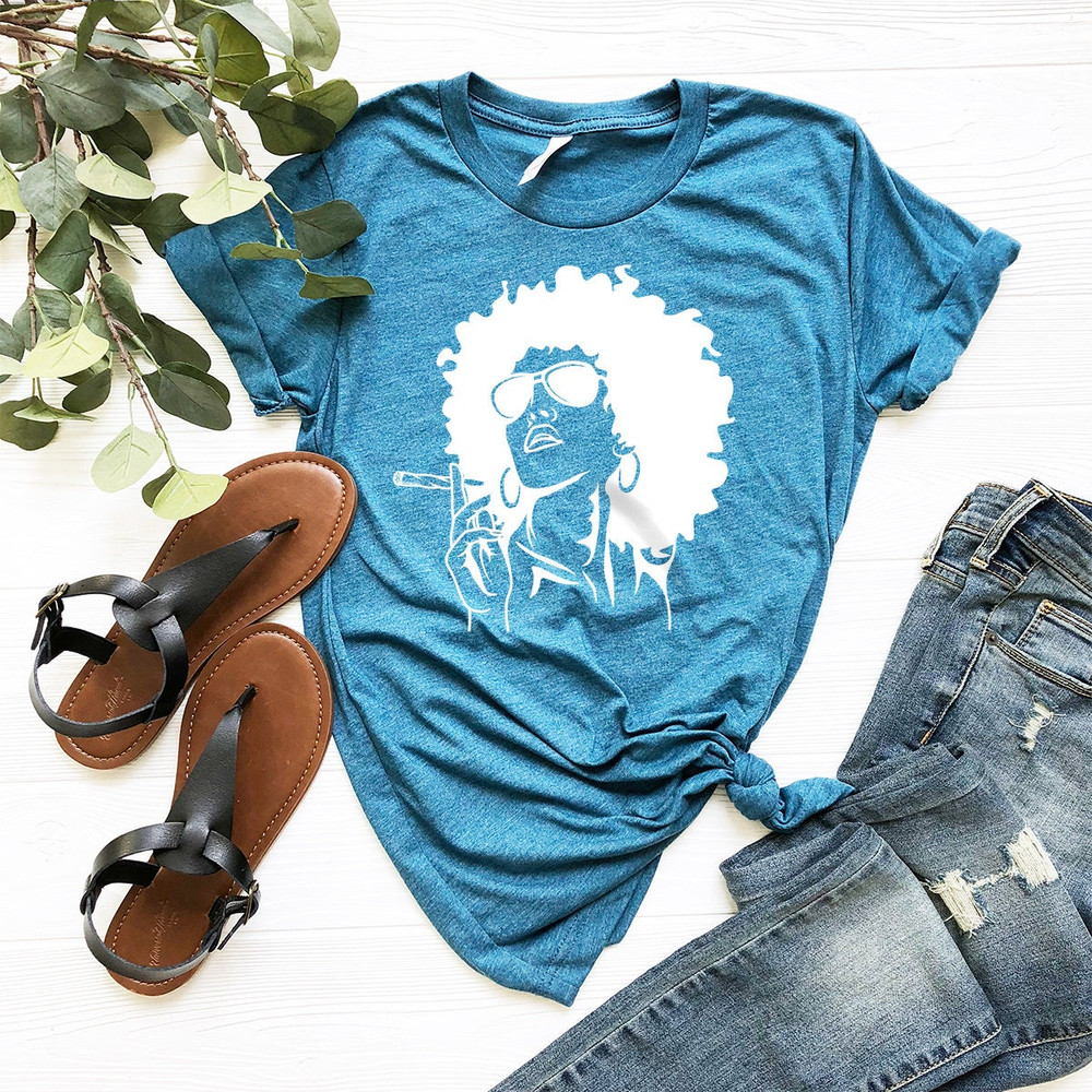 Marijuana Shirt, Weed Shirt, Afro Girl Shirt, Weed Tee, Afro Girl Smoking Shirt, Black Women Weed shirt, 420-Weed Shirt - 4.jpg