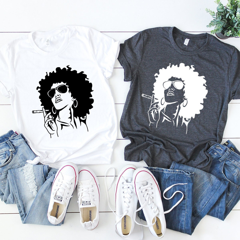 Marijuana Shirt, Weed Shirt, Afro Girl Shirt, Weed Tee, Afro Girl Smoking Shirt, Black Women Weed shirt, 420-Weed Shirt - 5.jpg