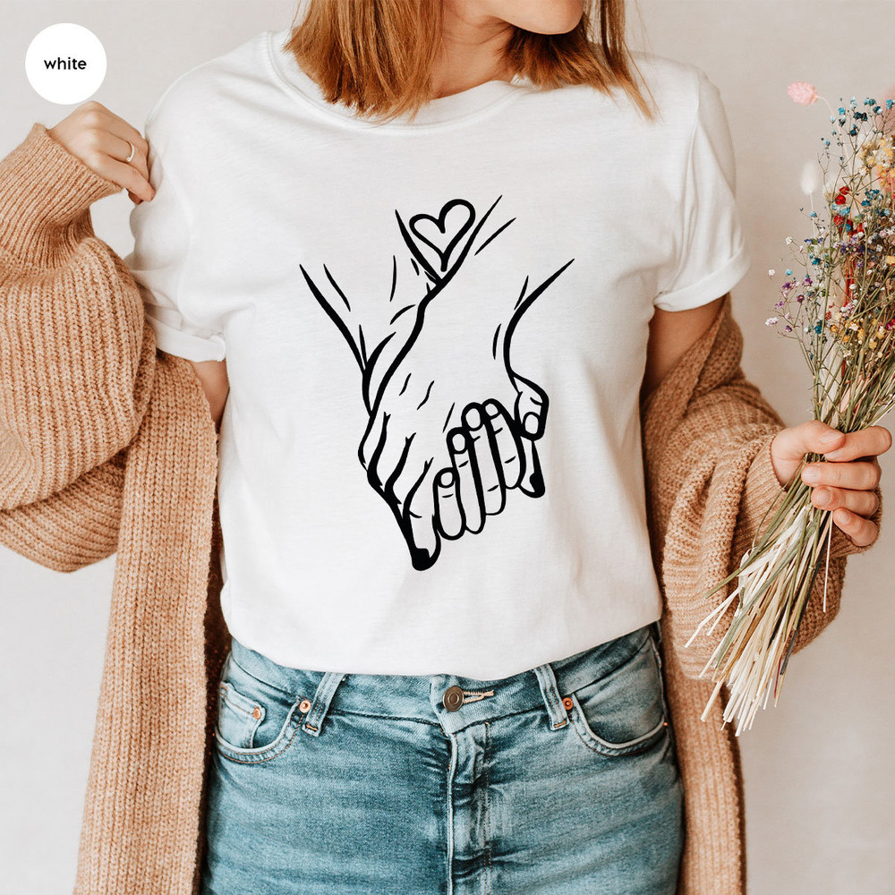 Matching Couple Shirt, Valentine TShirt, Love Gift, Hands Graphic Tee, Lesbian Clothes, Gift for Girlfriend, Couple Outfit, Shirts for Women - 7.jpg