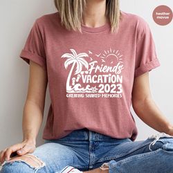 matching friends trip shirts, funny vacation graphic tees, trendy summer clothing, travel t-shirt, cool women vneck tshi