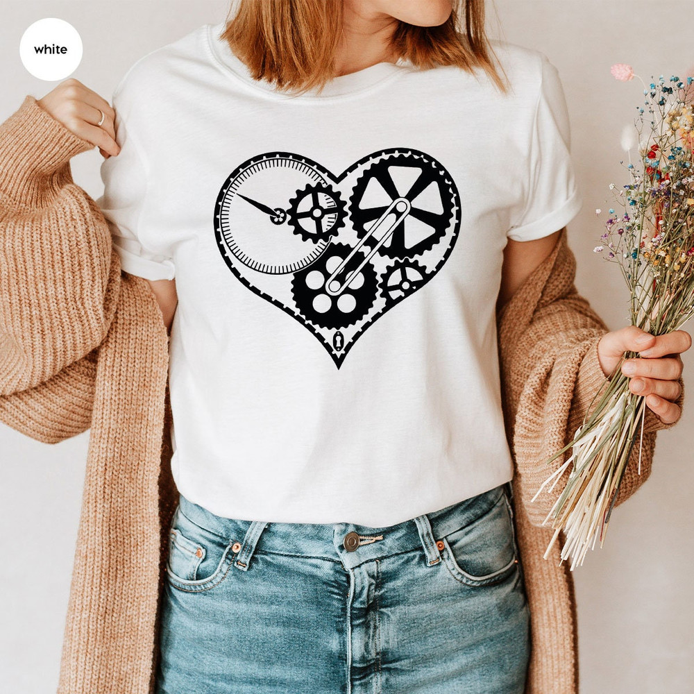 Mechanical Heart Crewneck Sweatshirt for Valentines Day, Heart Graphic Tees, Heart Steampunk Gears Cogs Clockwork Gifts for Engineer Women - 4.jpg