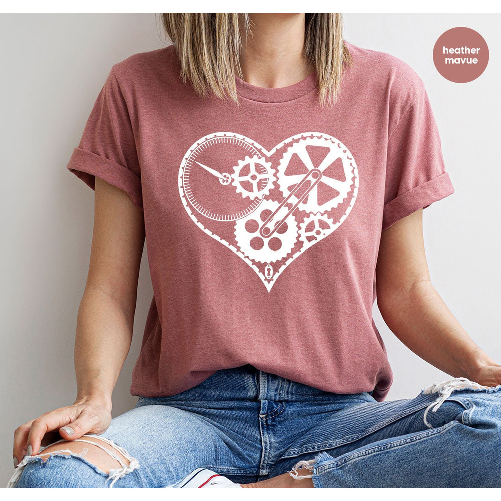 Mechanical Heart Crewneck Sweatshirt for Valentines Day, Heart Graphic Tees, Heart Steampunk Gears Cogs Clockwork Gifts for Engineer Women - 5.jpg