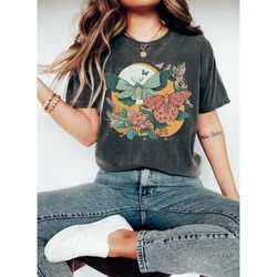 celestial shirt moth butterfly astrology astronomy t shirts moon graphic moon phase comfort colors garment dyed boho vi