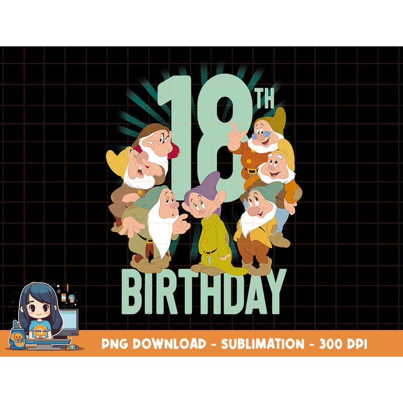 Disney Snow White Dwarfs Group Shot 18th Birthday png, sublimation, digital print.jpg