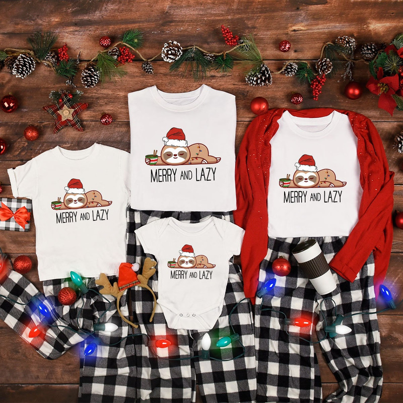 Merry Christmas Shirt, Funny Sloth Shirts, Lazy Sloth Graphic Tees, Merry and Lazy Tshirt, Christmas Lights Tshirts, Gifts for Women - 7.jpg