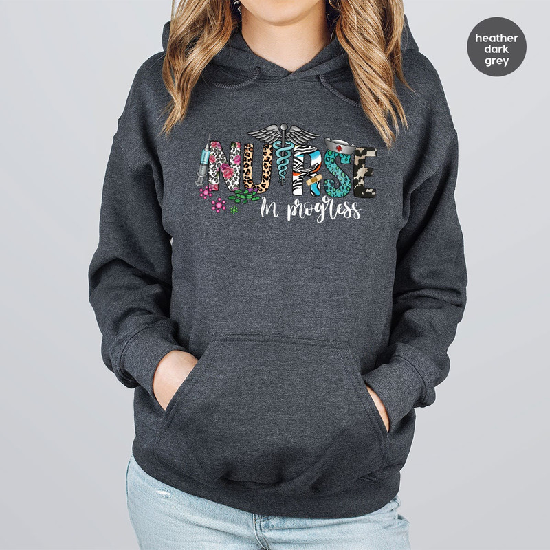 Military Nurse Sweatshirt, Nurse in Progress, Army Nurse Graduation Hoodie, Nurse Life Long Sleeve Shirts, Military Nursing Gifts for Women - 4.jpg