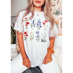 4th july wildflowers shirt independence day flower tee, vintage retro wildflowers t-shirt, red white blue flower tshirt,