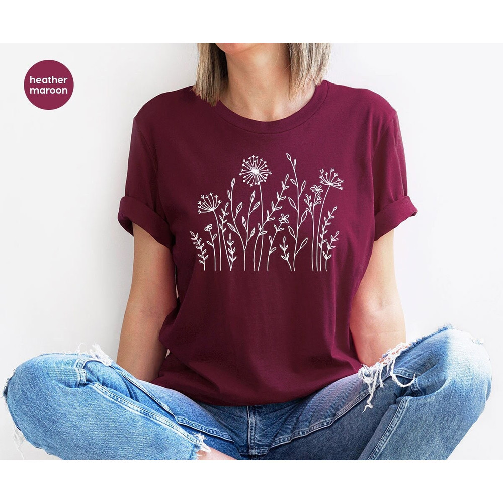Minimalist T-Shirts, Gifts for Women, Flowers Crewneck Sweatshirt, Aesthetic Tees, Floral Shirts for Women, Wild Flowers Graphic Tees - 2.jpg