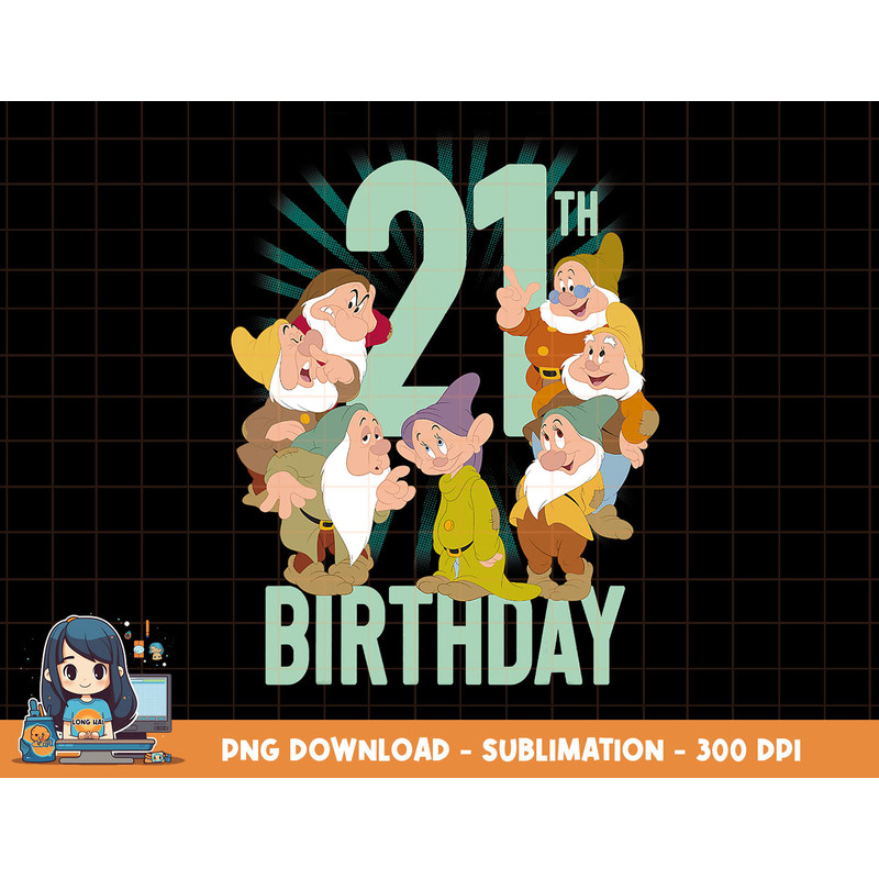 Disney Snow White Dwarfs Group Shot 21st Birthday png, sublimation, digital print.jpg