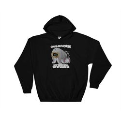 could be worse winnie the pooh eeyore hoodie sweatshirt hoody long sleeve s-m-l-xl-xxl-3xl-4xl-5xl adult oversized men w