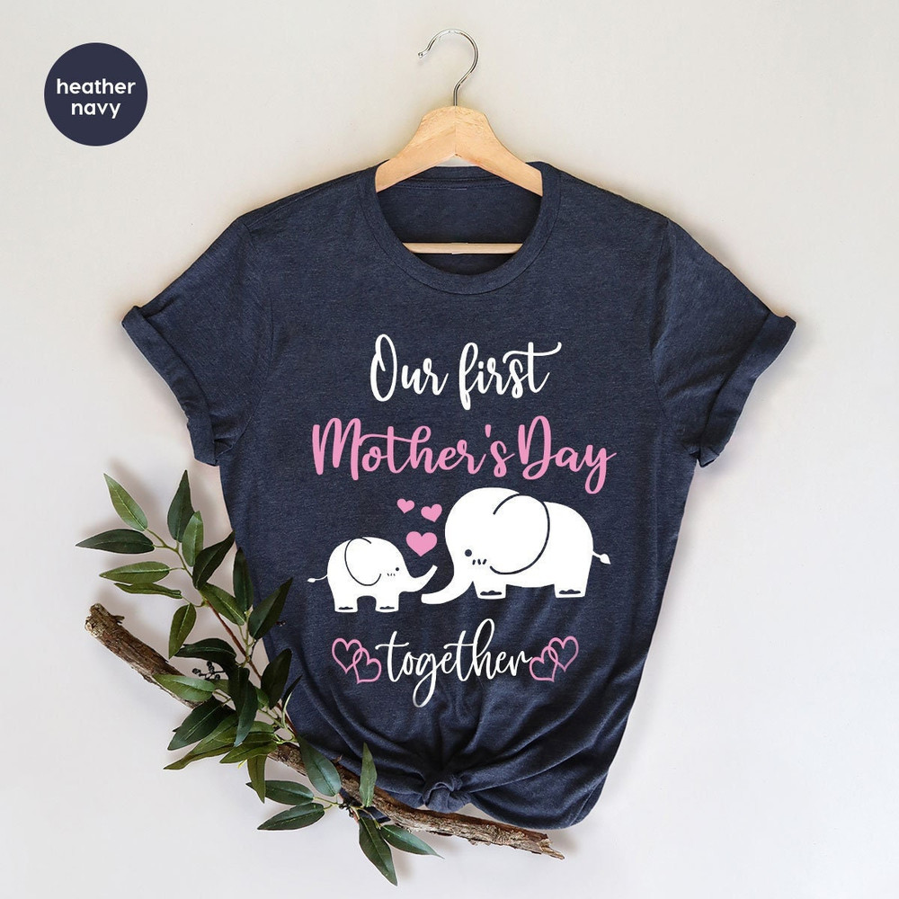 Mothers Day Shirt, First Mothers Day Gift, Mommy and Me Matching Shirts, Our First Mothers Day Together TShirt, Cute Elephant Baby Onesie® - 1.jpg