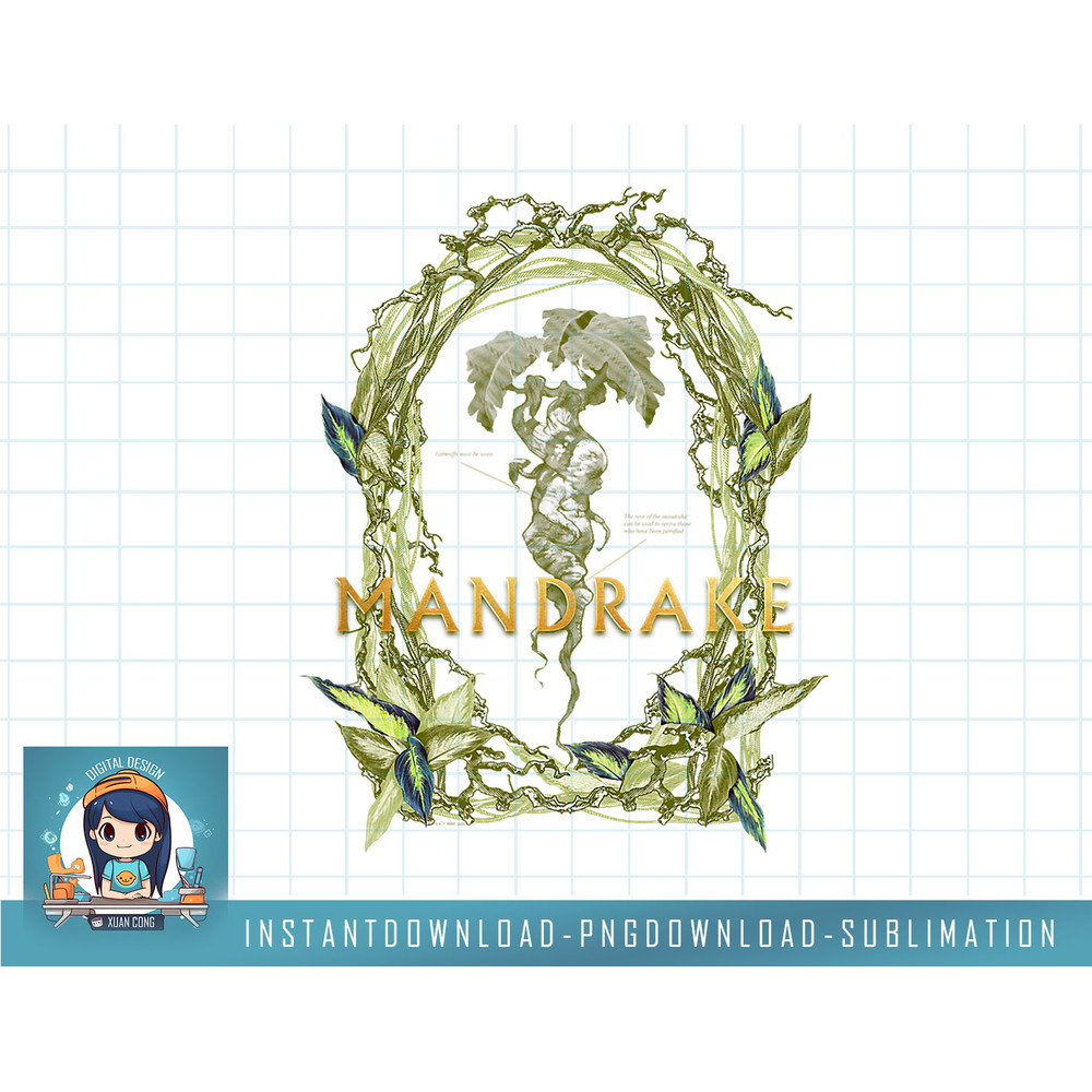 Harry Potter Deathly Hallows 2 Mandrake Floral Crest png, sublimate, digital download.jpg