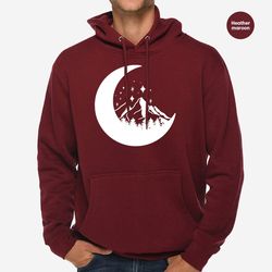 mountain long sleeve shirts, hiking crewneck sweatshirt, camping gifts for him, gifts for dad, adventure hoodies and swe