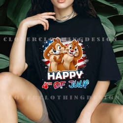 chip and dale 4th of july colorful disney graphic cartoon tshirt, disney trip shirt,m