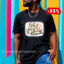 he got it from his momma baseball mama game day t shirt, baseball mom shirt, baseball