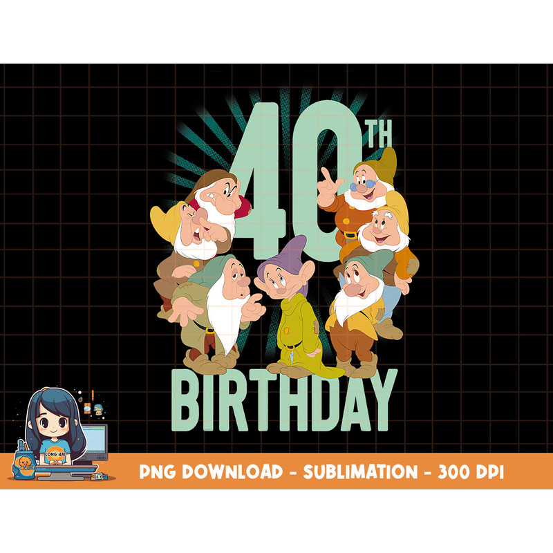 Disney Snow White Dwarfs Group Shot 40th Birthday png, sublimation, digital print.jpg