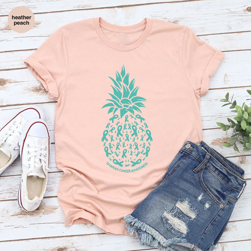 Ovarian Cancer Awareness Gifts, Pineapple Graphic Tees, Cancer Patient Gifts, Cancer Ribbon Tee, Cancer Survivor Gift, Cancer Support Shirt - 3.jpg