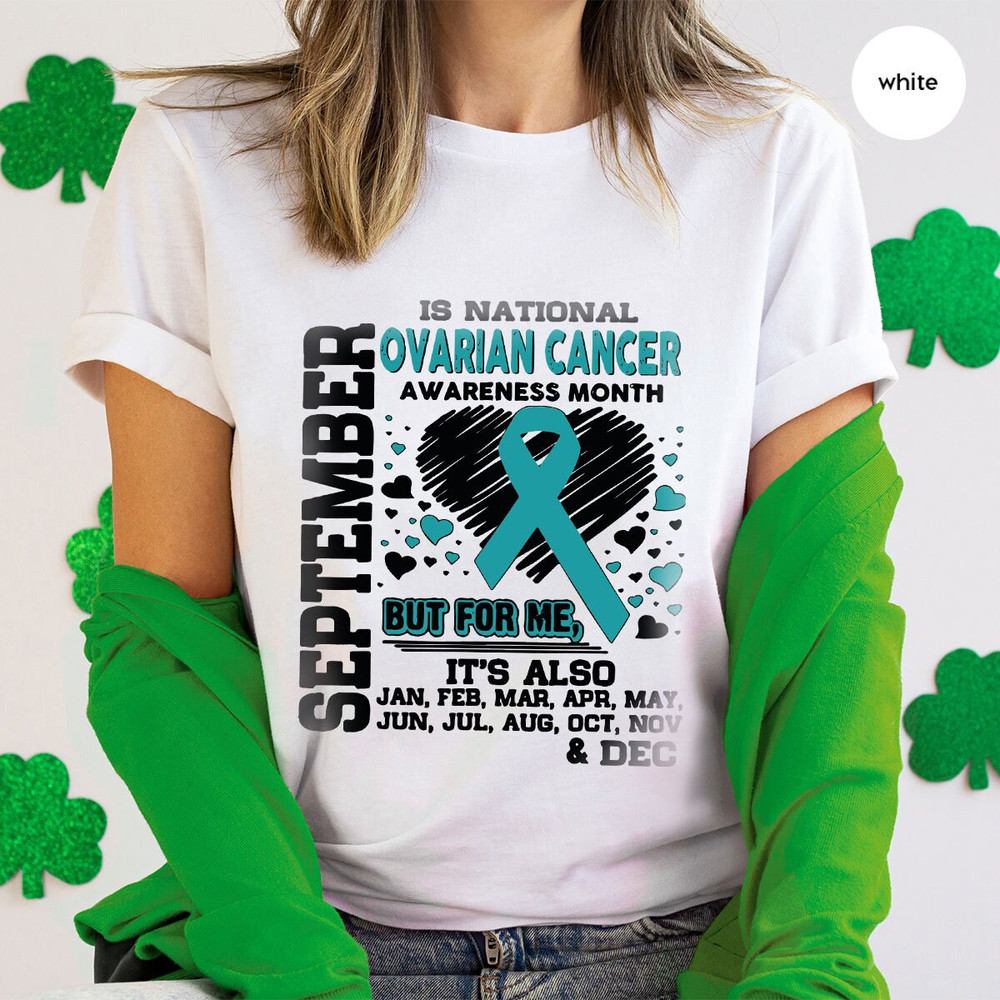 Ovarian Cancer Tshirt, September Awareness Month, Cancer Survivor Gift, Cancer Ribbon Graphic Tees, Ovarian Cancer Gifts, Warrior Outfit - 4.jpg