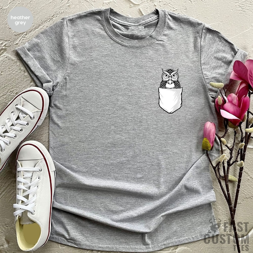 Owl Pocket Shirt, Owl Lover Gift, Cute Owl Kids Shirt, Owl Toddler Shirt, Animal Lover Shirt, Owl Birthday Gift, Women's Owl Shirt - 3.jpg
